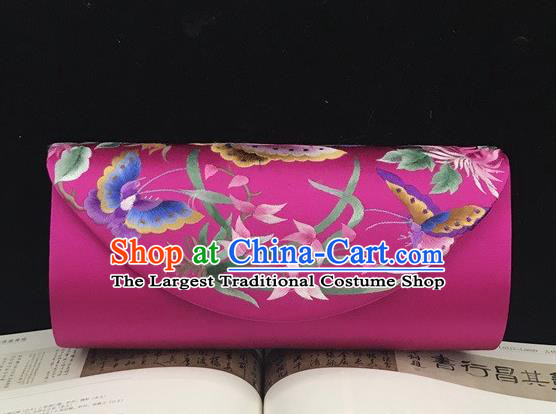 Traditional China National Chain Bag Handmade Suzhou Embroidery Orchids Handbag Purple Silk Clutch Bag