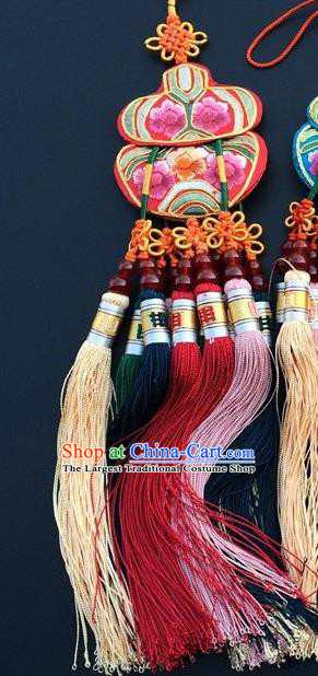 China New Year Decoration Traditional Embroidered Car Accessories Embroidery Gourd Tassel Pendant