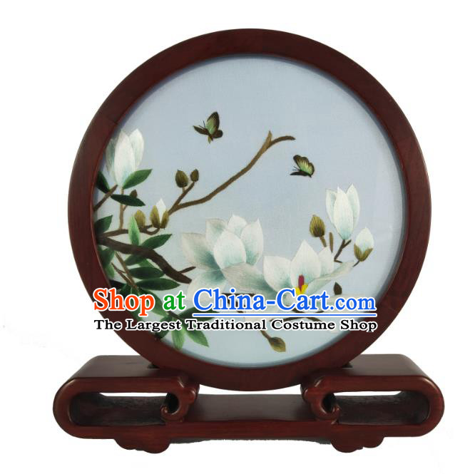 Traditional Wood Carving Craft China Rosewood Desk Decoration Handmade Exquisite Embroidered Table Screen