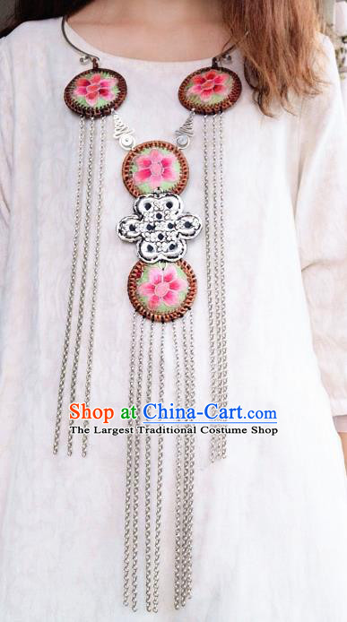 China Miao Ethnic Silver Rattan Necklace National Embroidered Necklet Accessories