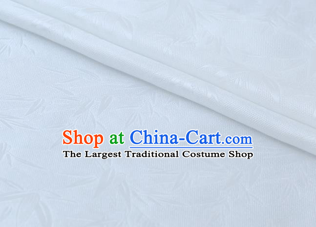 Chinese Traditional Bamboo Pattern Design White Silk Fabric Hanfu Cloth Asian Mulberry Silk Material
