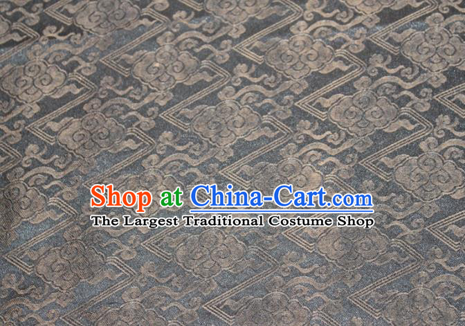 Chinese Traditional Grey Gambiered Guangdong Gauze Cheongsam Satin Fabric Classical Cloud Pattern Silk Drapery