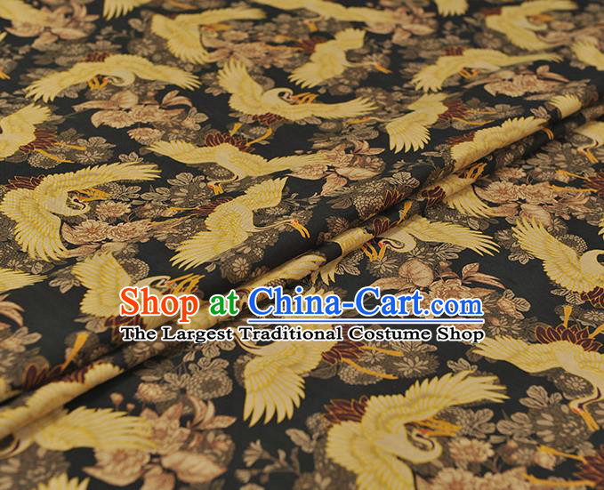 Top Chinese Classical Cheongsam Fabric Black Silk Material Traditional Crane Pattern Gambiered Guangdong Gauze