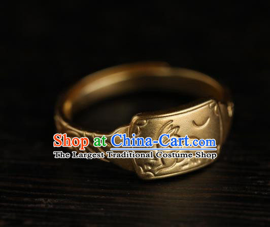China Ming Dynasty Golden Ring Ancient Princess Finger Ring for Women