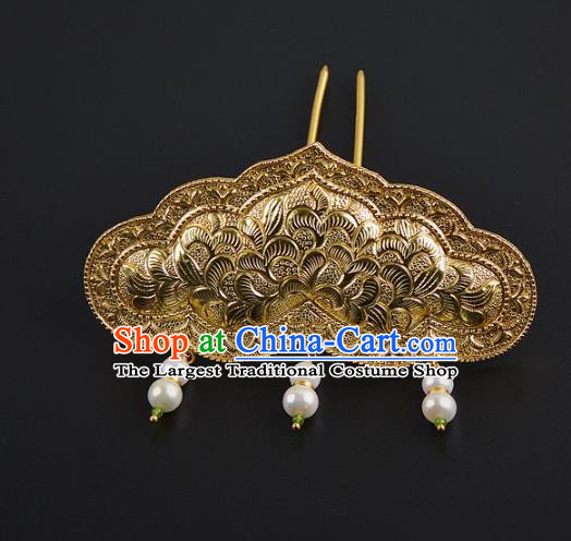 China Ancient Empress Hairpin Traditional Tang Dynasty Tassel Hair Stick Handmade Palace Hair Jewelry