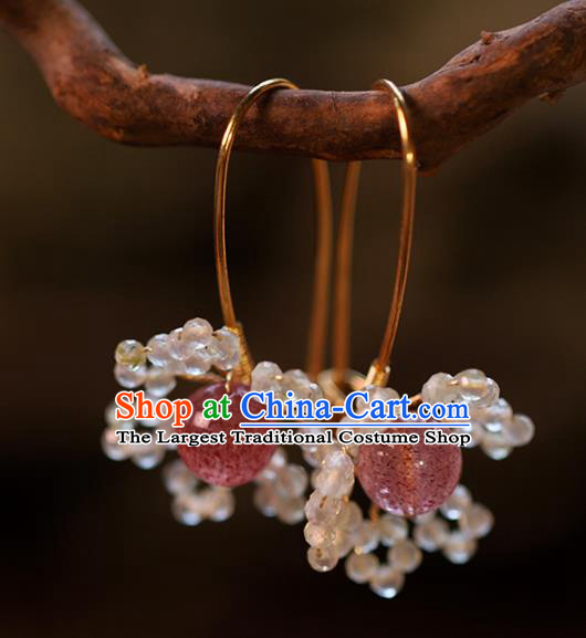 Handmade Chinese Traditional Wedding Amethyst Ear Accessories Ancient Bride Earrings Jewelry