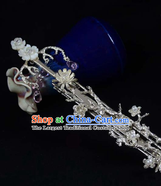 Chinese Traditional Argent Hair Stick Hanfu Hair Accessories Ancient Princess Hairpin