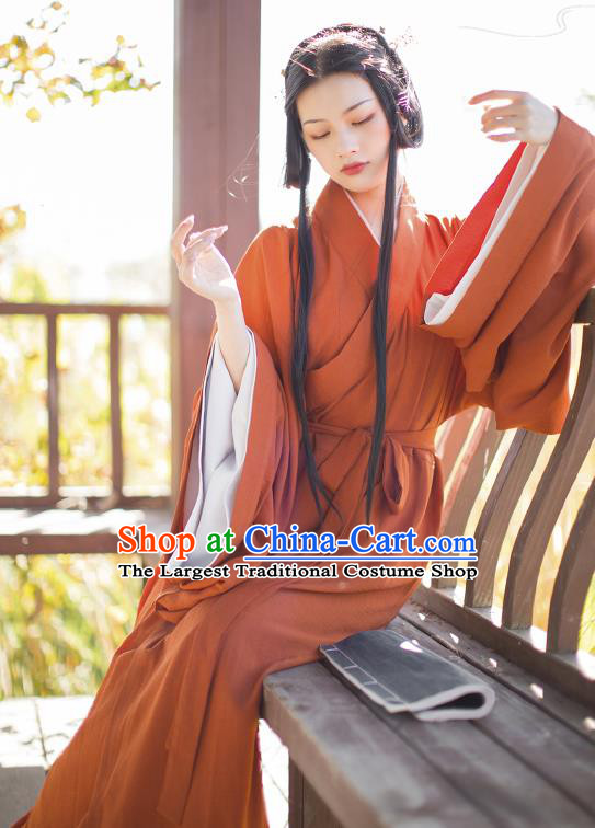 China Traditional Hanfu Dress Ancient Jin Dynasty Palace Beauty Historical Clothing