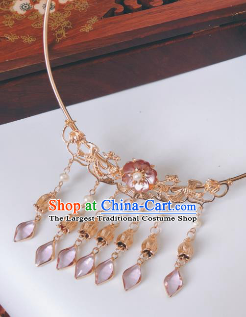 China Traditional Handmade Jewelry Accessories Ancient Noble Lady Golden Phoenix Necklace