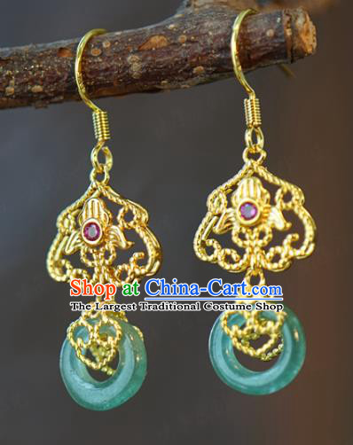 Top Grade Traditional Qing Dynasty Jade Ear Jewelry Accessories China Ancient Court Woman Earrings