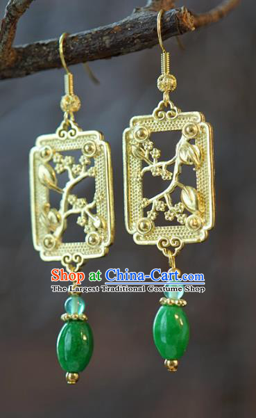 Top Grade Ancient Queen Jade Earrings China Hanfu Accessories Qing Dynasty Court Ear Jewelry