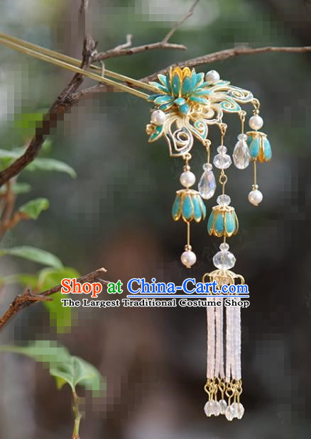 China Ancient Beads Tassel Hair Clip Traditional Xiuhe Suit Hair Jewelry Accessories Court Princess Convallaria Hairpin