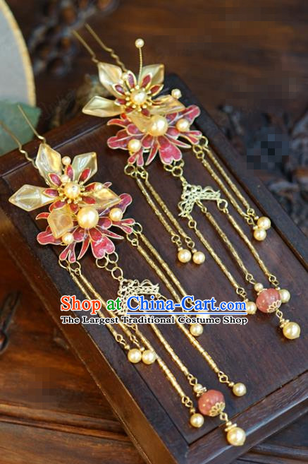 China Ancient Jade Tassel Step Shake Traditional Xiuhe Suit Hair Jewelry Accessories Palace Flower Hairpin