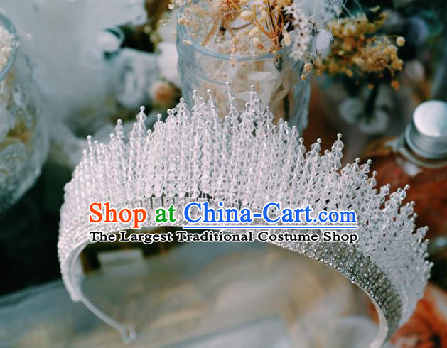 Handmade Wedding Beads Royal Crown Baroque Bride Hair Accessories European Headband