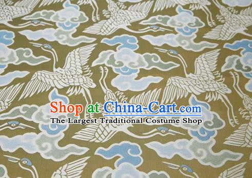 Chinese Classical Cloud Crane Pattern Design Golden Song Brocade Fabric Asian Traditional Silk Material