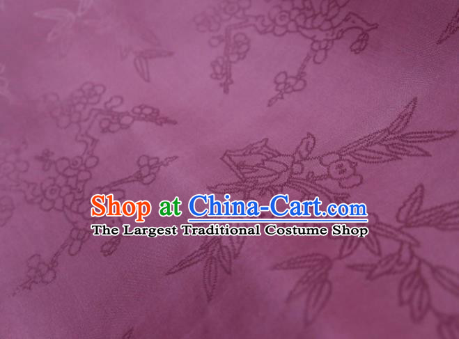 Chinese Classical Plum Pattern Design Purple Mulberry Silk Fabric Asian Traditional Cheongsam Silk Material