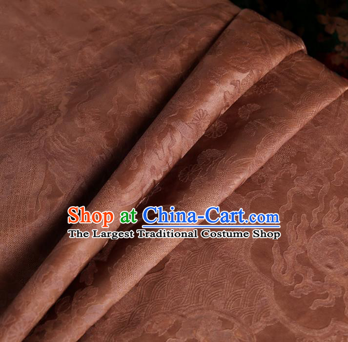 Chinese Classical Pattern Design Cameo Brown Mulberry Silk Fabric Asian Traditional Cheongsam Silk Material