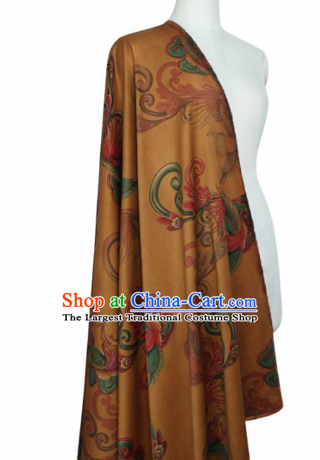 Chinese Classical Orchid Pattern Design Ginger Mulberry Silk Fabric Asian Traditional Cheongsam Silk Material