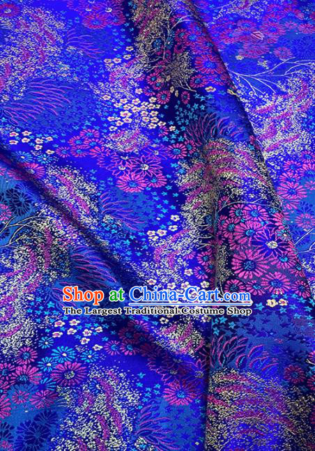 Chinese Classical Pattern Design Royalblue Brocade Fabric Asian Traditional Satin Tang Suit Silk Material