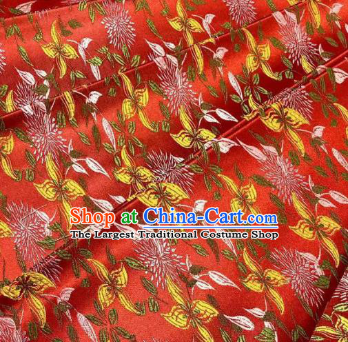 Chinese Classical Royal Flowers Pattern Design Red Brocade Fabric Asian Traditional Satin Tang Suit Silk Material