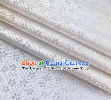 Chinese Classical Babysbreath Pattern Design White Brocade Fabric Asian Traditional Satin Silk Material