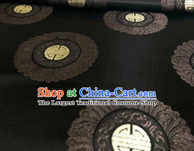 Chinese Classical Royal Pattern Design Black Brocade Fabric Asian Traditional Satin Silk Material