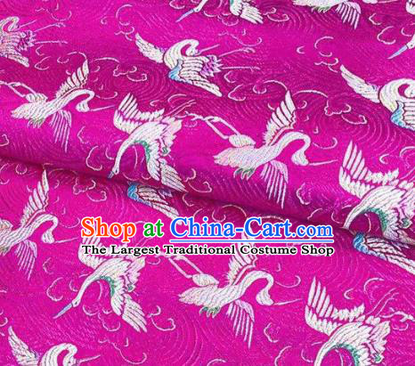 Chinese Classical Royal Cranes Pattern Design Rosy Brocade Fabric Asian Traditional Satin Silk Material