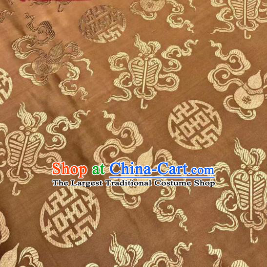 Chinese Royal Eight Immortals Pattern Design Brown Brocade Fabric Asian Traditional Satin Silk Material