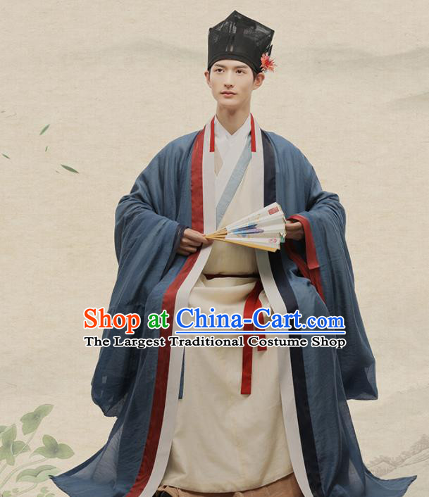 Chinese Ancient Scholar Hanfu Clothing Traditional Song Dynasty Litterateur Su Shi Costumes for Men