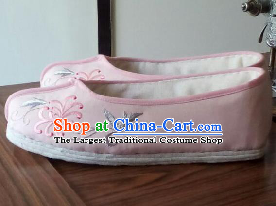 Chinese Traditional Handmade Embroidered Pink Shoes Opera Shoes Hanfu Shoes Ancient Princess Shoes for Women