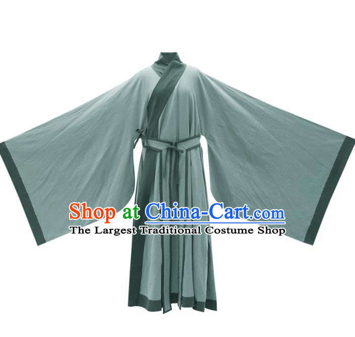 Chinese Ancient Scholar Green Hanfu Clothing Traditional Ming Dynasty Taoist Priest Costumes for Men