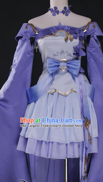 Chinese Cosplay Game Fairy Light Purple Dress Traditional Ancient Swordsman Costume for Women