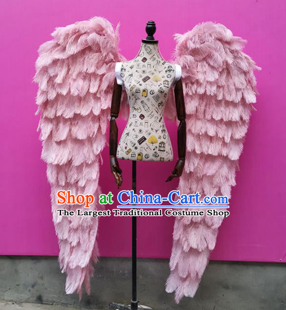 Halloween Stage Show Miami Pink Feathers Deluxe Wings Brazilian Carnival Catwalks Prop for Women