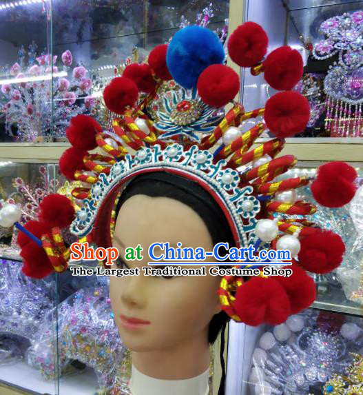 Chinese Traditional Peking Opera Female Swordsman Hat Handmade Beijing Opera Hair Accessories for Women