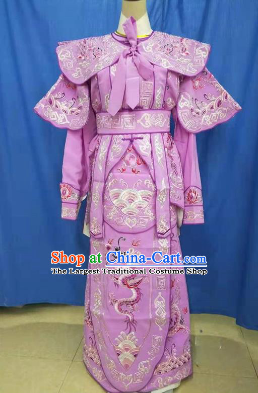 Chinese Traditional Peking Opera Takefu Embroidered Lilac Kao Costume Handmade Ancient Swordsman Clothing for Men