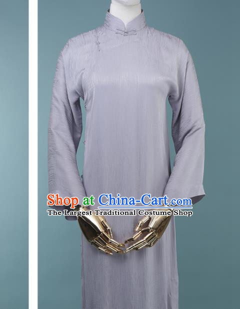 Chinese Traditional Lilac Silk Cheongsam Costume Republic of China Mandarin Qipao Dress for Women