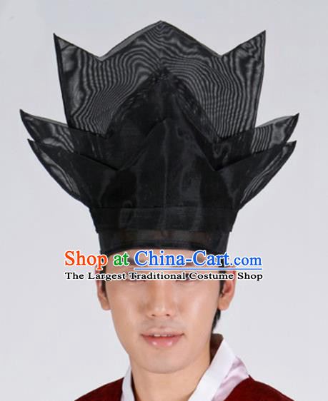 Korean Traditional Wedding Bridegroom Black Hat Asian Korea Ancient Scholar Headdress for Men