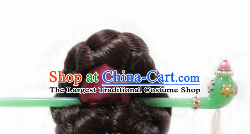 Korean Traditional Wedding Bride Green Hairpins Asian Korea Hanbok Hair Accessories for Women