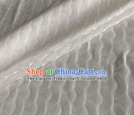 Asian Chinese Classical Scale Pattern Design White Brocade Jacquard Fabric Traditional Cheongsam Silk Material