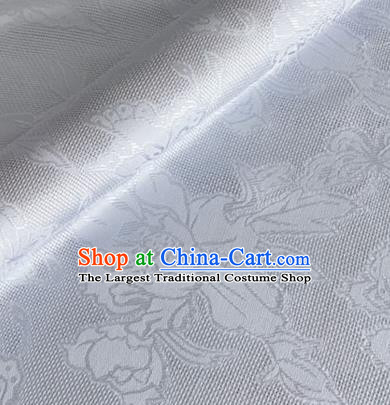 Asian Chinese Classical Peony Butterfly Pattern Design Light Blue Brocade Jacquard Fabric Traditional Cheongsam Silk Material