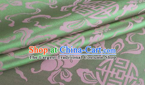Asian Chinese Classical Ribbon Calabash Pattern Design Light Green Silk Fabric Traditional Cheongsam Material