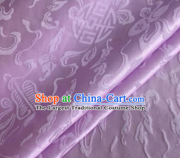 Asian Chinese Classical Ribbon Calabash Pattern Design Light Purple Silk Fabric Traditional Cheongsam Material
