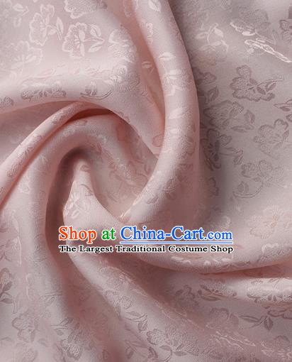 Asian Chinese Classical Flowers Pattern Design Light Pink Silk Fabric Traditional Cheongsam Brocade Material