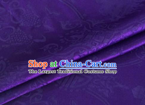 Asian Chinese Classical Double Fish Pattern Design Purple Silk Fabric Traditional Cheongsam Material