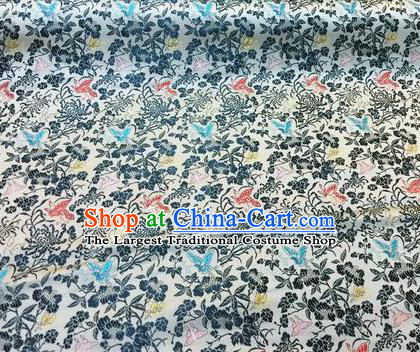 Asian Chinese Classical Butterfly Chrysanthemum Pattern Design Silk Fabric Traditional Nanjing Brocade Material
