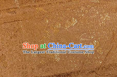 Asian Chinese Classical Bamboo Leaf Pattern Design Brown Brocade Fabric Traditional Silk Material