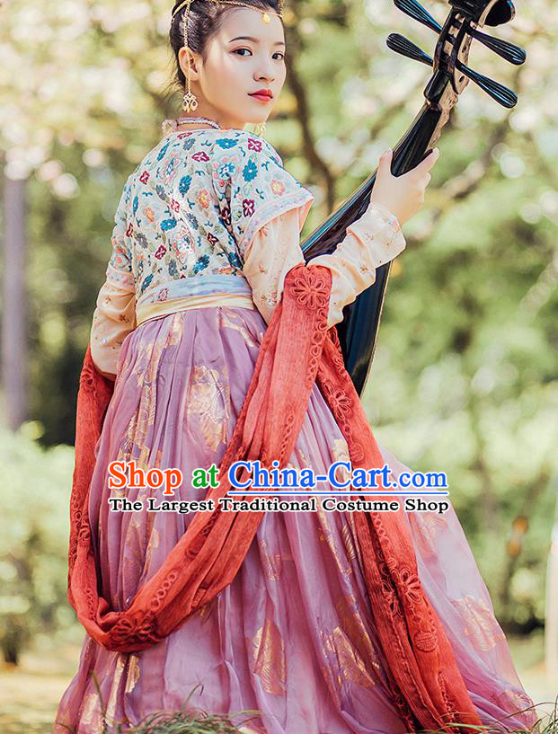 Chinese Ancient Court Dance Lady Embroidered Dress Traditional Tang Dynasty Royal Princess Costumes for Women