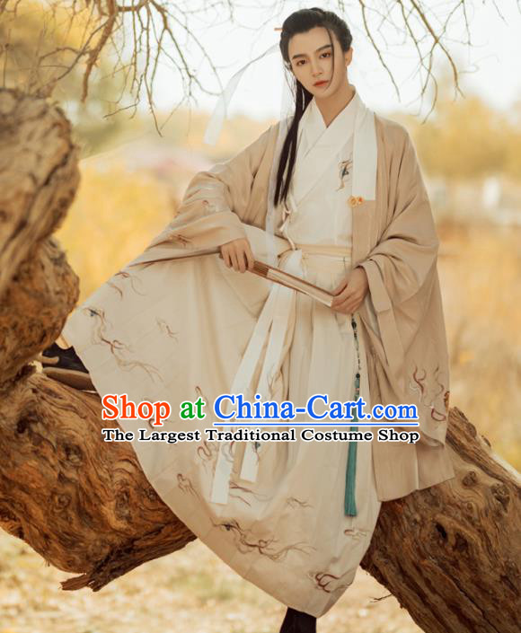 Chinese Ancient Scholar Embroidered Clothing Traditional Jin Dynasty Nobility Childe Costumes for Men