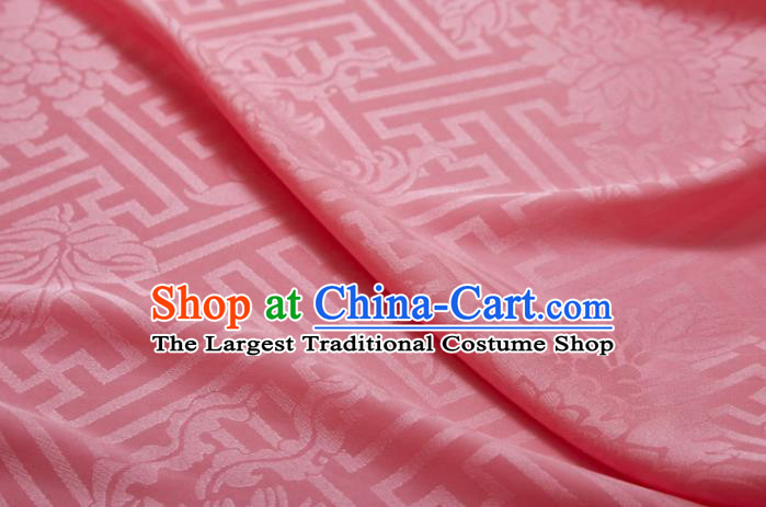 Chinese Classical Chrysanthemum Peony Pattern Design Pink Mulberry Silk Fabric Asian Traditional Cheongsam Silk Material