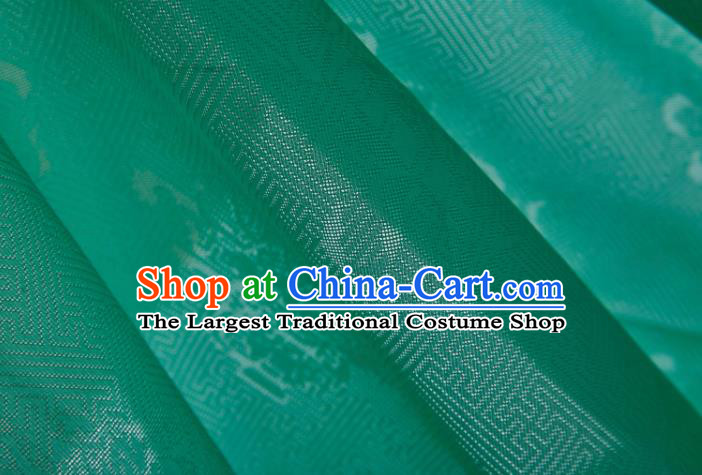 Chinese Classical Eight Immortals Pattern Design Green Mulberry Silk Fabric Asian Traditional Cheongsam Silk Material